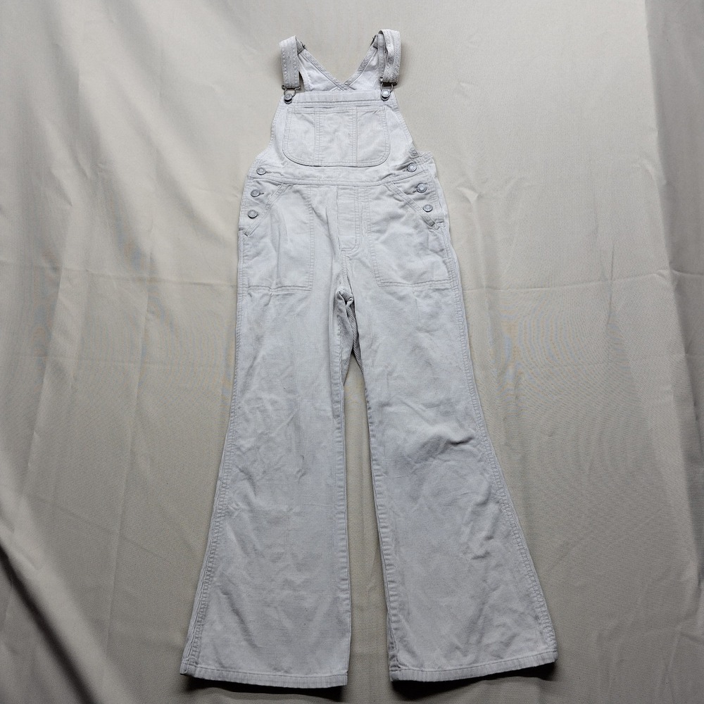 Vintage Old Navy Corduroy Overalls Cream Wide Leg 100% Cotton Size 10